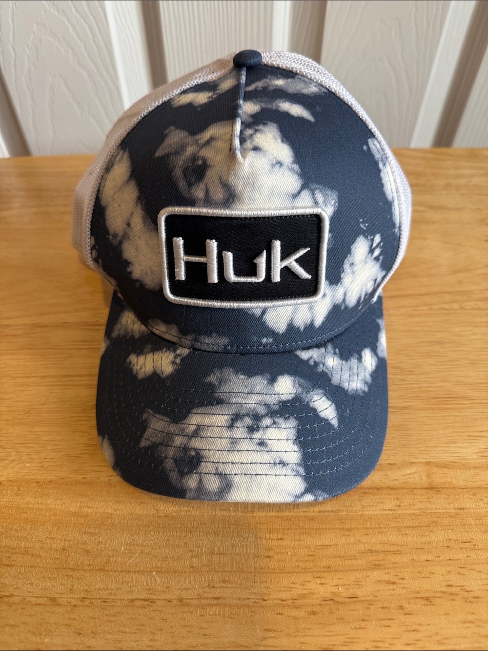 Huk Navy and White Tie-Dye Patch Trucker Hat